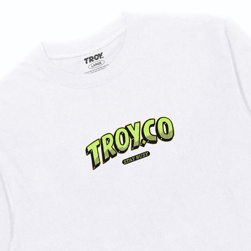 Troy Company Kaos Pria Lengan Panjang Putih - Neon Longsleeve Tshirt White LSD 2829