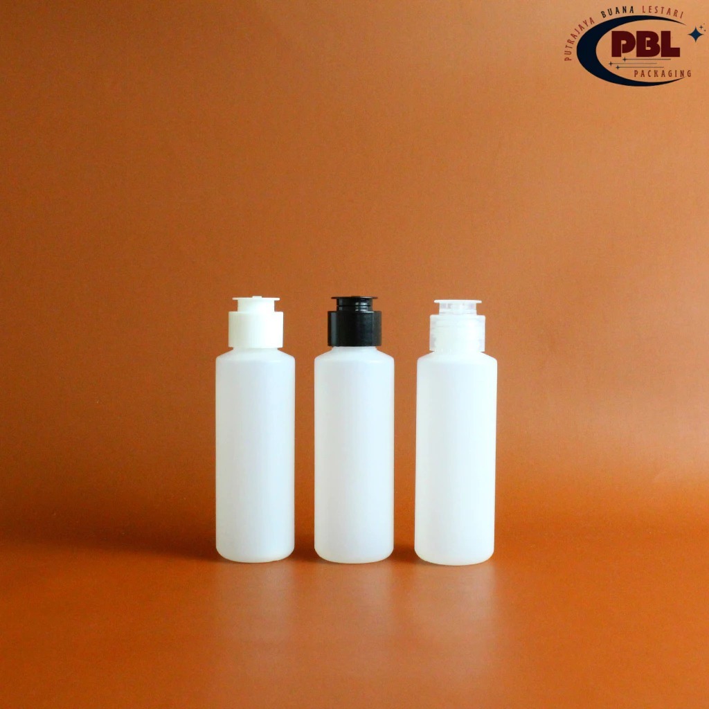 Botol Fliptop Jamur 100ml HDPE Natural / Botol Plastik 100ML- Tutup Fliptop Jamur Neck 24 / Botol Sa