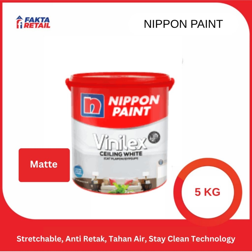 VINILEX CEILING WHITE PLAFON/GYPSUM 5 KG NIPPON PAINT