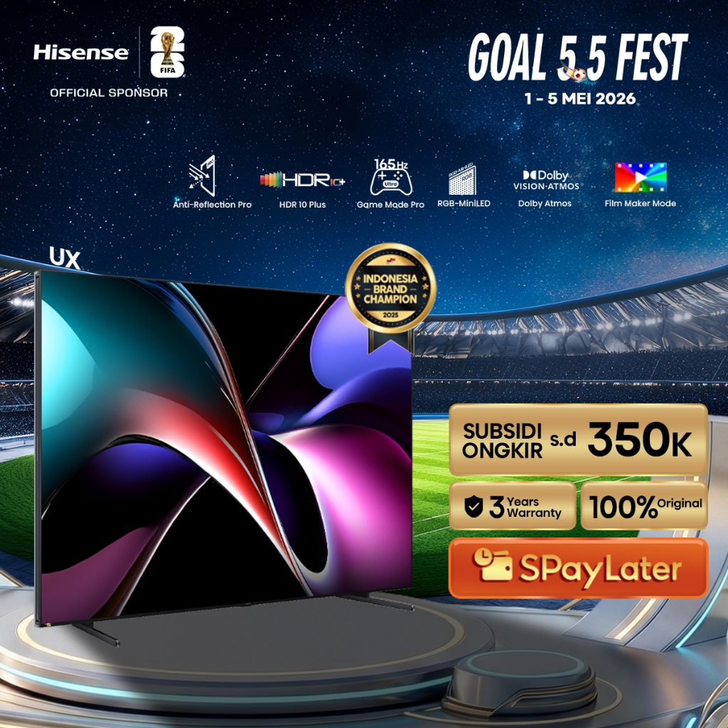 Hisense TV UX  Vidaa Smart RGB-MiniLED TV 116 inch 3D Colour Master Pro Ultimate Saturation & Precis