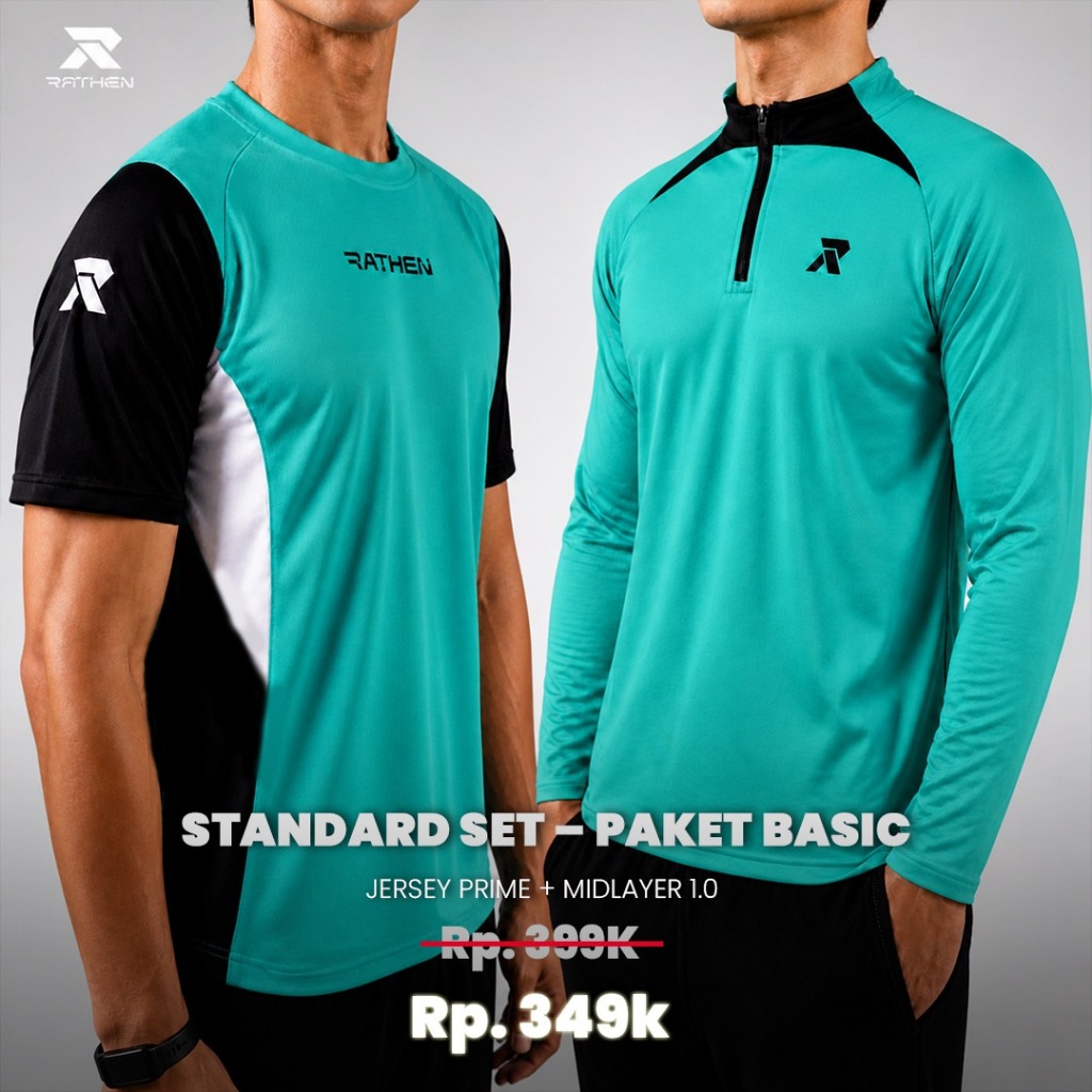 RATHEN Bundling Jersey Prime + Midlayer | Jacket Training Pria Baju Olahraga Futsal Sepak Bola Badmi