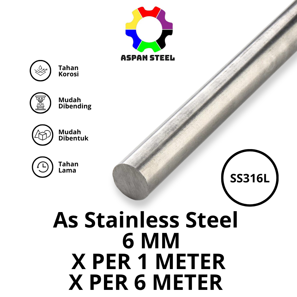 As 6 mm stainless steel 316