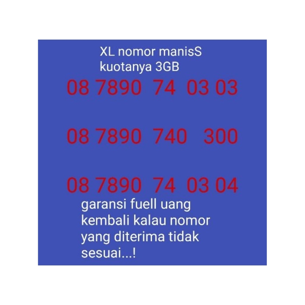 XL no Cantik kuotanya 3GB murah
