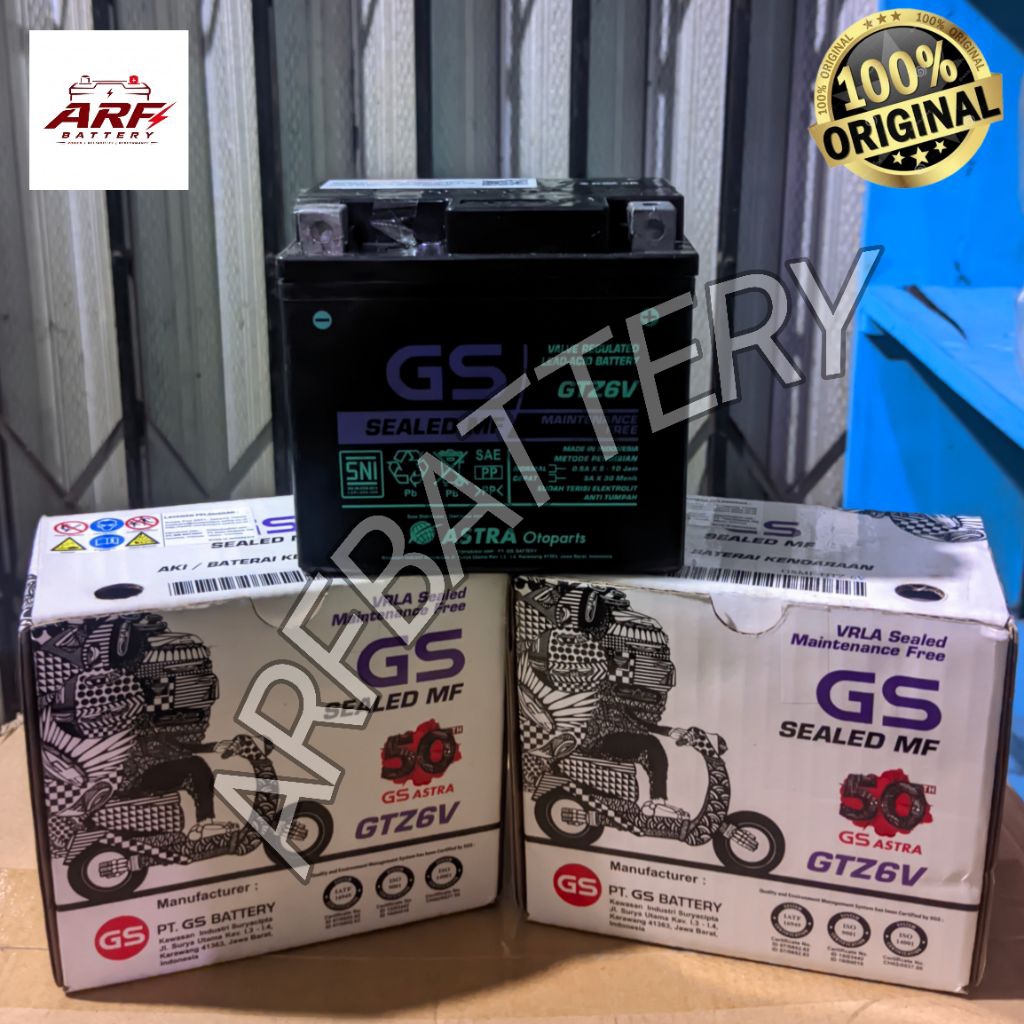 Aki Gs Astra Orginal GTZ6V GTZ6-V Kering Maintenance Free Vario 125,150,Beat Esp ISS, Beat Pop ISS, 