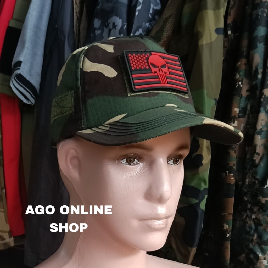 Topi Tactical Army loreng US Woodland Gurun Snow plus patch rubber