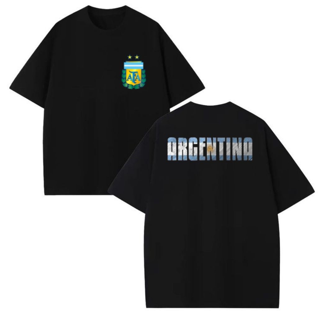Kaos pendek Negara Argentina corak tulisan