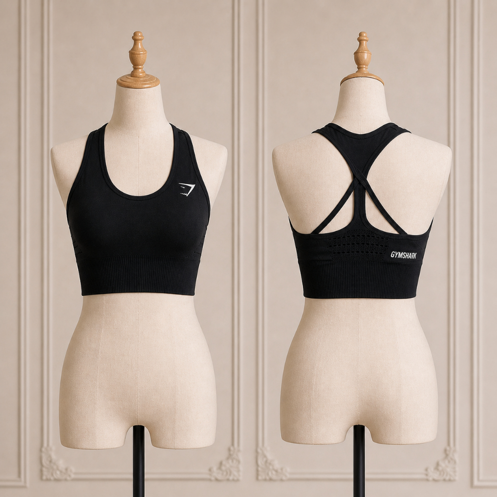 Gymshark Energy Seamless Crop Top Hitam Size XS, High Intensity, Padded Preloved Like New