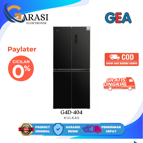 GEA G4D-404 BLACK INOX KULKAS MULTIDOOR 4 PINTU G4D 404 INVERTER BLACK INOX