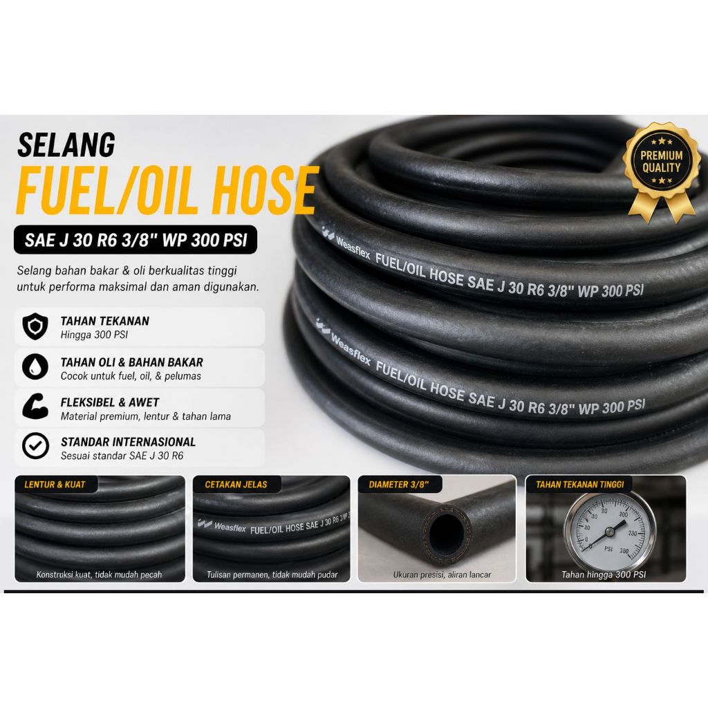 selang Fuel / Oil Hose 10mm (3/8 inch) tekanan 300 psi