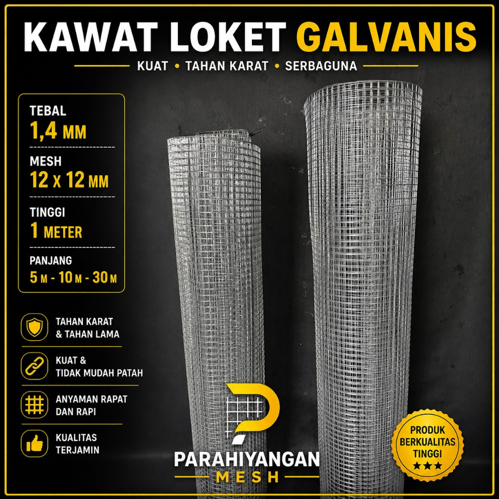 Kawat Ram Mesh Galvanis Tebal1,4 mm | Kuat untuk Pagar & Kandang