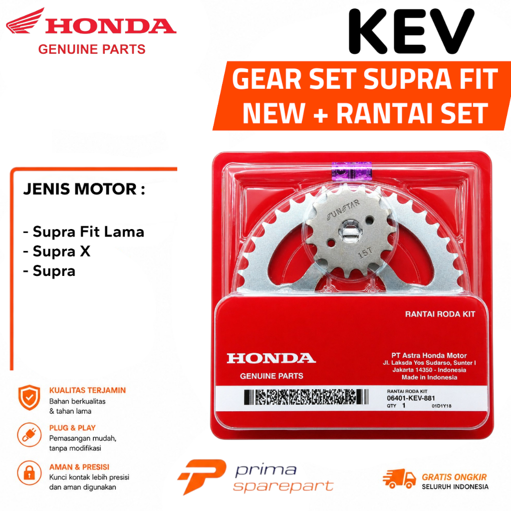 GEAR SET SUPRA FIT LAMA / SUPRA X / SUPRA / GEAR SET + RANTAI KEV