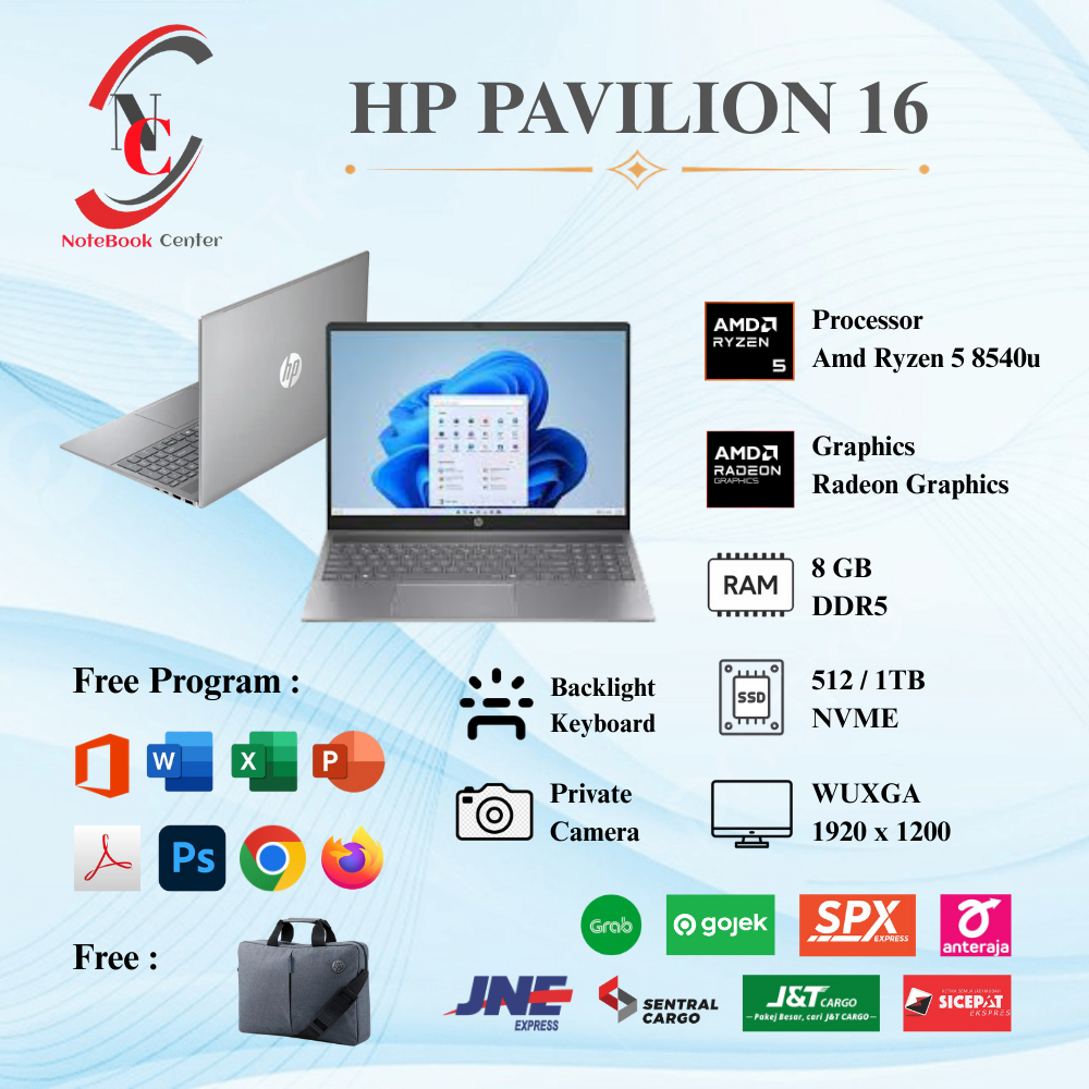 Laptop Baru Hp Pavilion dan Omnibook 5 AMD Ryzen 5 8540u dan AMD Ryzen 7 8840u RAM 8GB SSD 1TB
