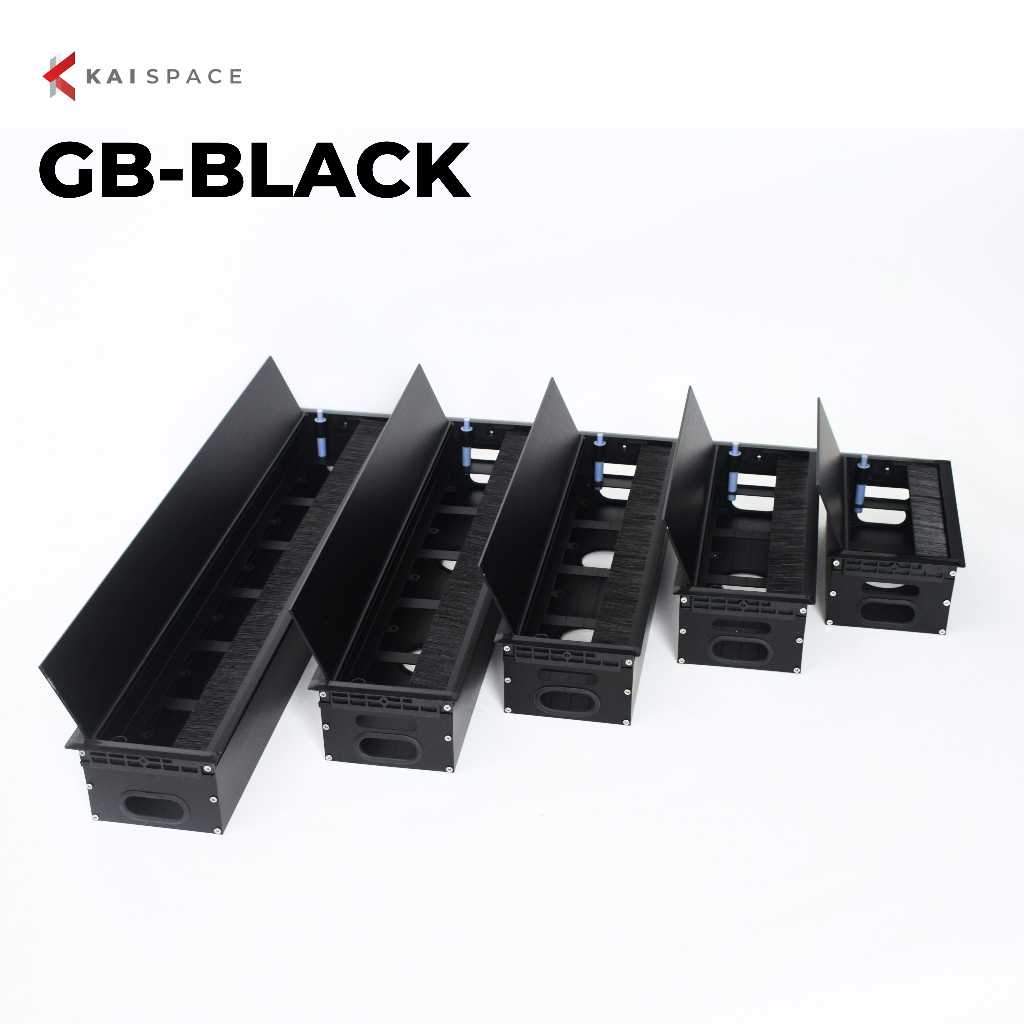 Box Stop Kontak Meja Alumunium Hitam - Grommet Flip Top Cover Meja Kerja Meeting