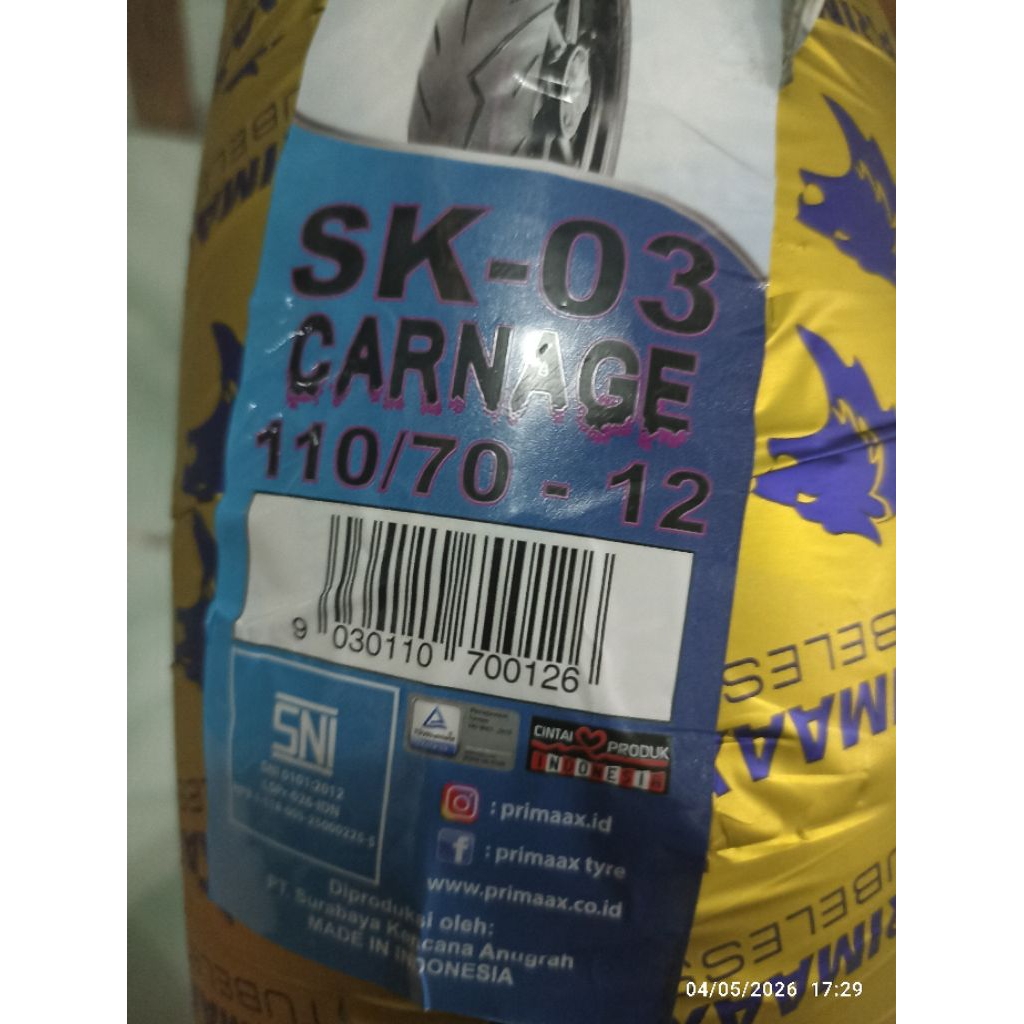 Ban PRIMAAX SK03 110/70 100/70-12 Tubeless