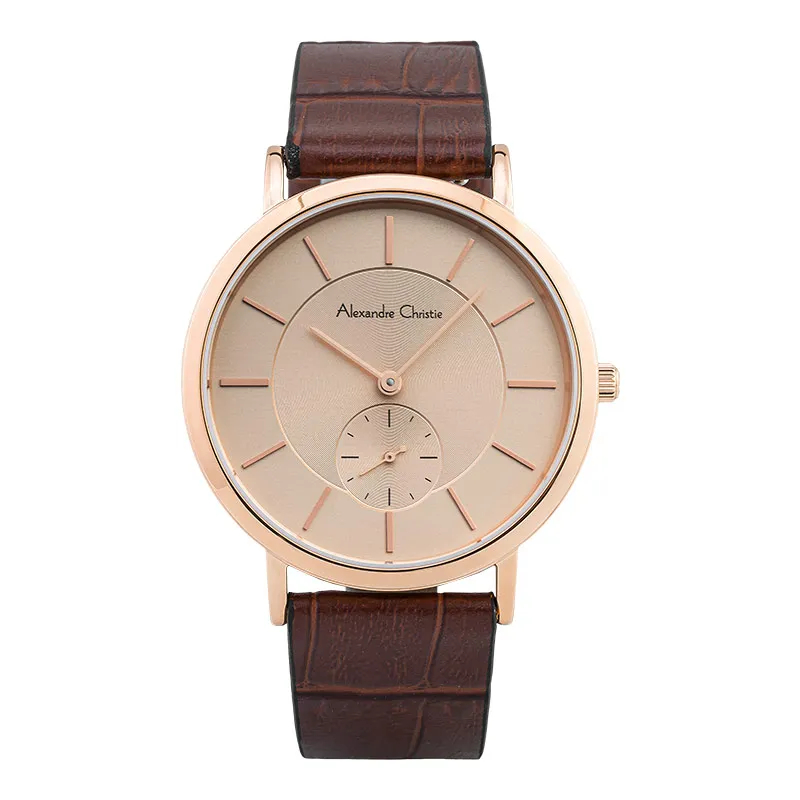 Jam Tangan Wanita Alexandre Christie AC8575 AC 8575 LS LRGRG Leather Strap
