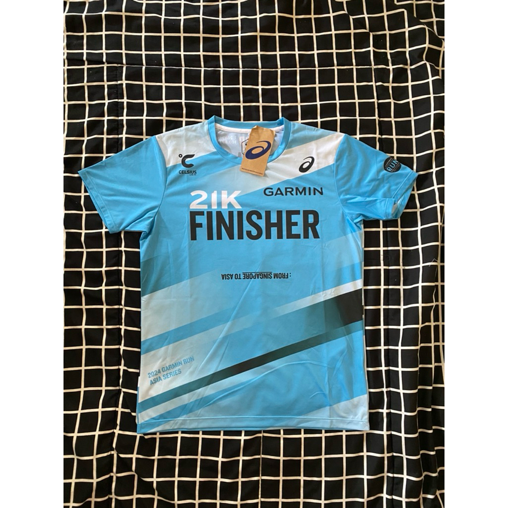 Finisher jersey running asics garmin blue