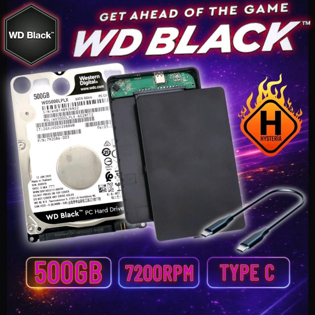 Hardisk External WD Black 500GB 7200RPM | HDD Hardisk Eksternal WD BLACK 500GB +Case TypeC Garansi