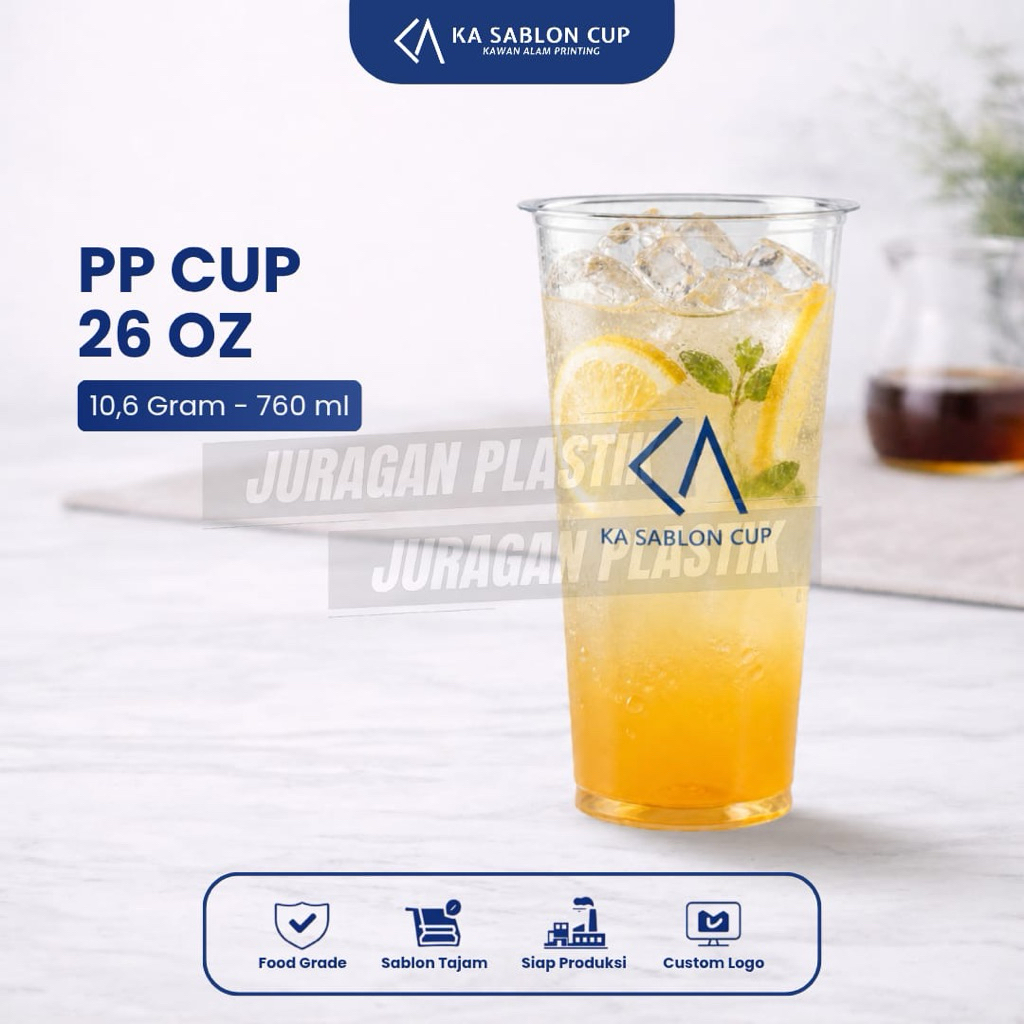 PP CUP 26OZ  (Cup Plastik / Gelas Plastik) Bahan Tebal