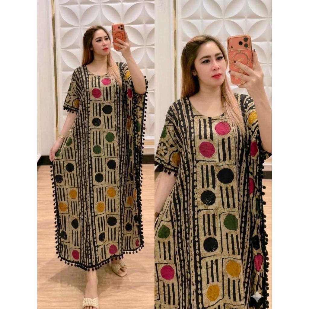 Daster lowo thasel pompom panjang