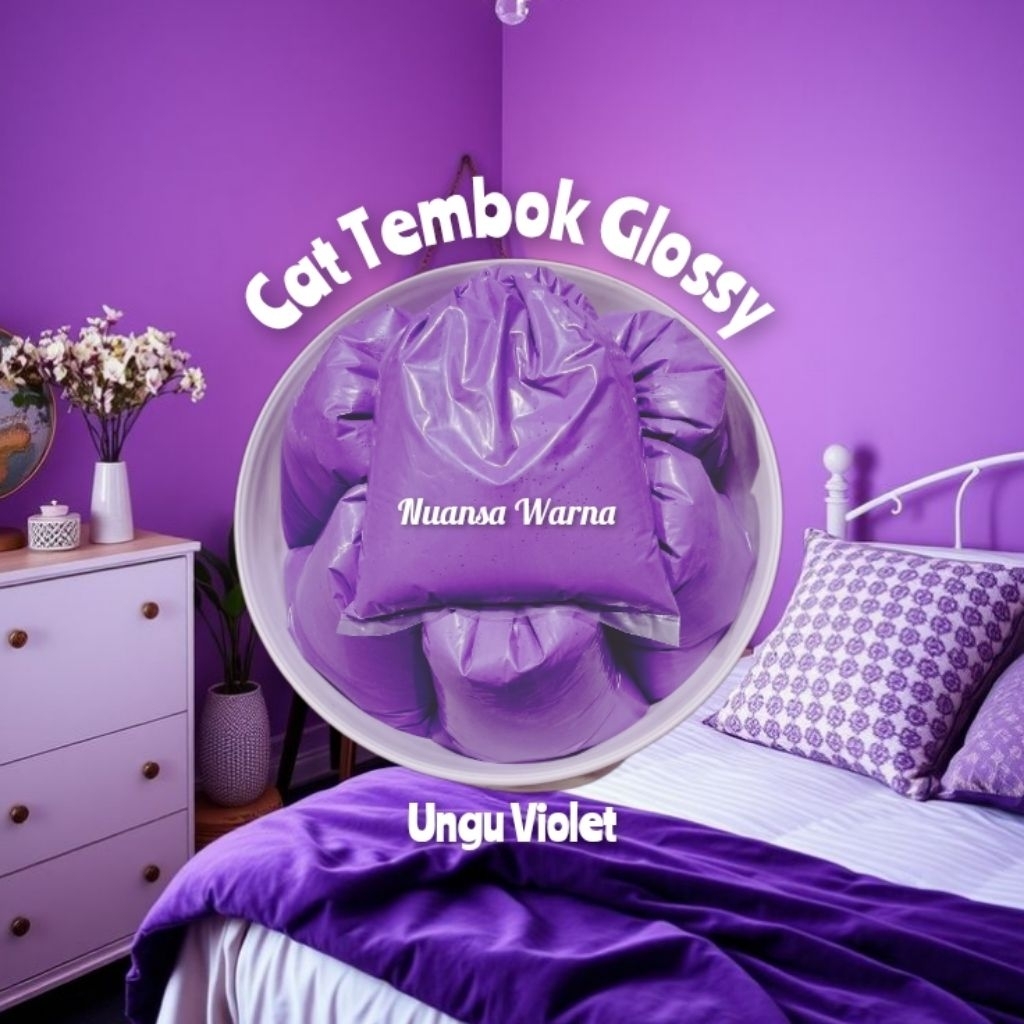 1kg Cat Tembok Glossy Cat tembok Berminyak Cat tembok warna ungu