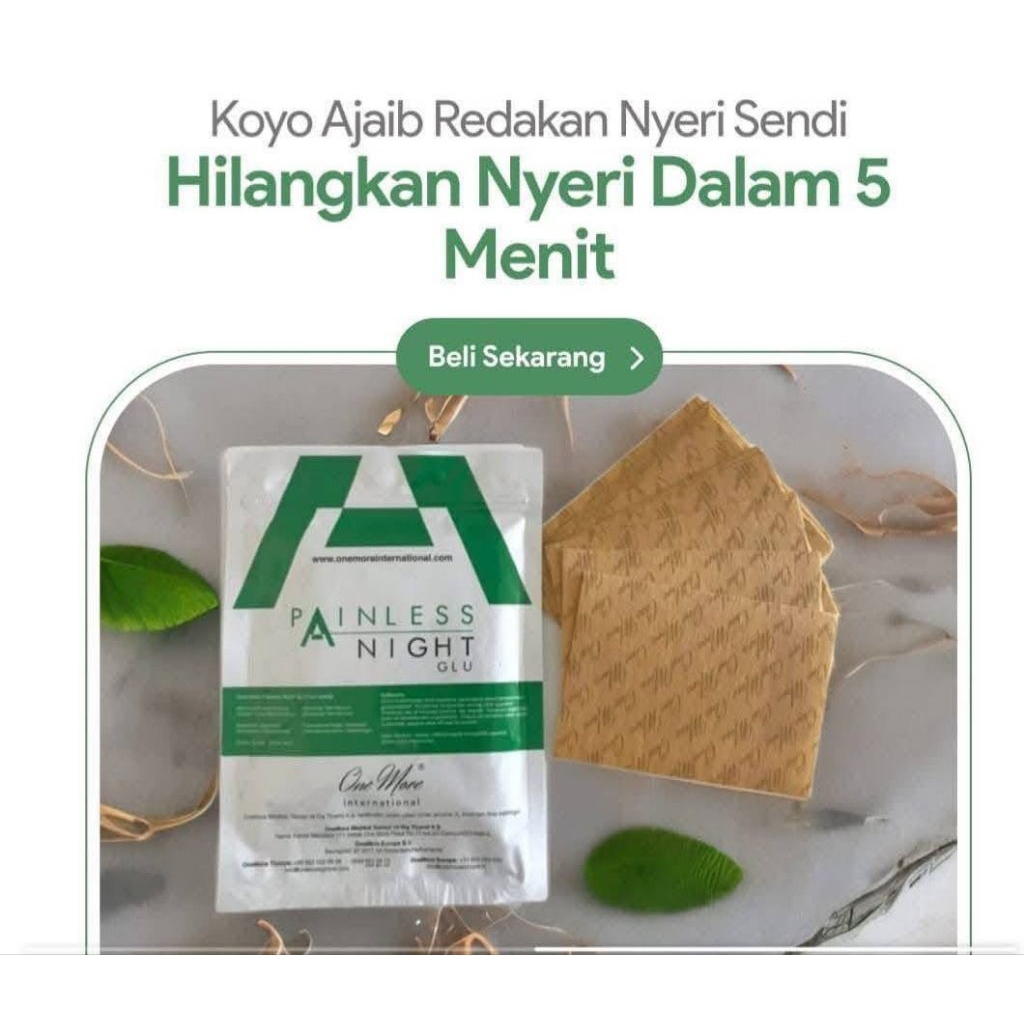 1 Pack PAINLESS NIGHT GLU Pereda Nyeri Sendi,Otot,Pinggang dll / PNG PATCH One More