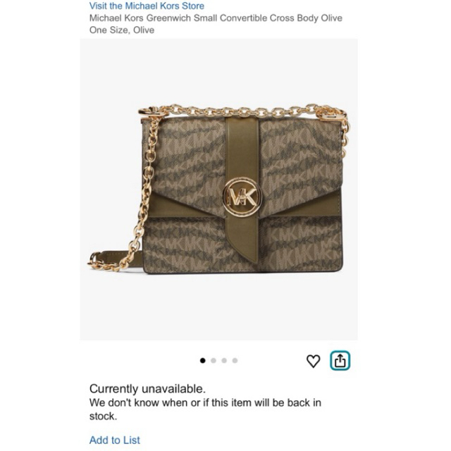 Preloved MK Sig Greenwich SMALL Convertible Crossbody in Olive