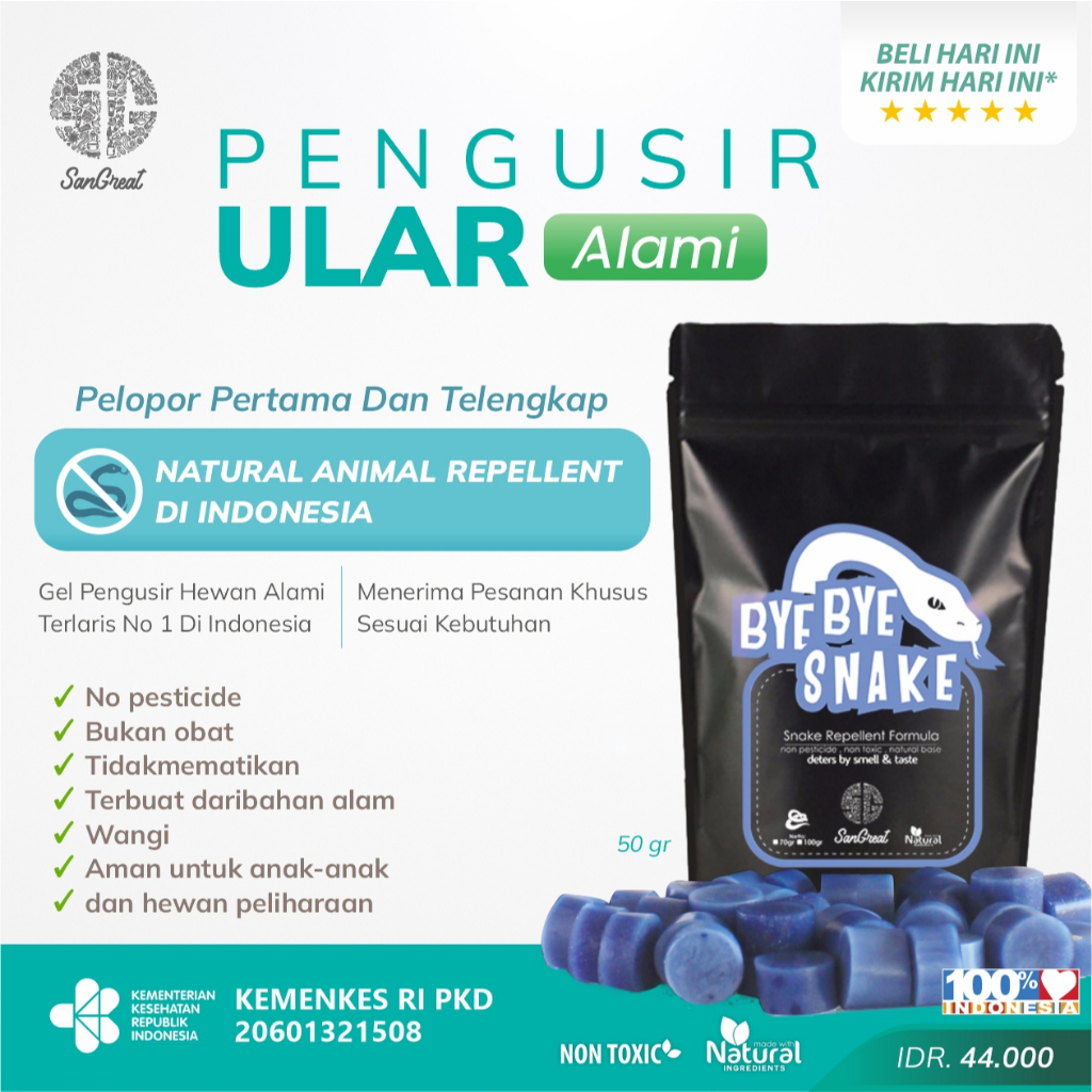 Anti ular pengusir ular SanGreat Bye Bye Snake Gel 50 gr tanpa racun