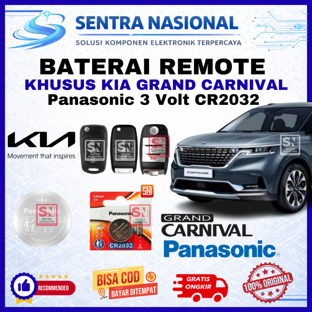 BATERAI REMOTE KIA GRAND CARNIVAL ORIGINAL PANASONIC CR2032 | BATTERY REMOTE GRAND CARNIVAL KIA KUAL