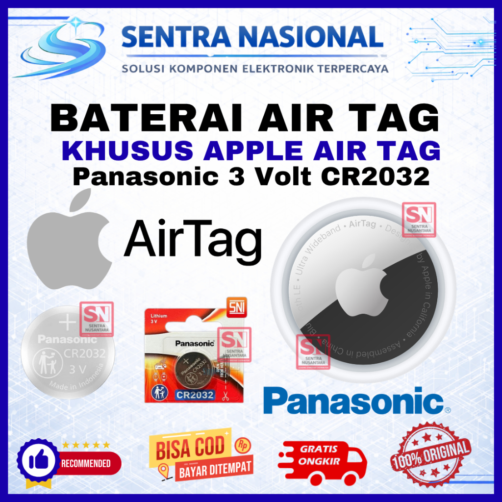 BATERAI APPLE AIRTAG ORIGINAL PANASONIC CR2032 | BATTERY AIRTAG APPLE KUALITAS BAGUS | BATERAI AIRTA