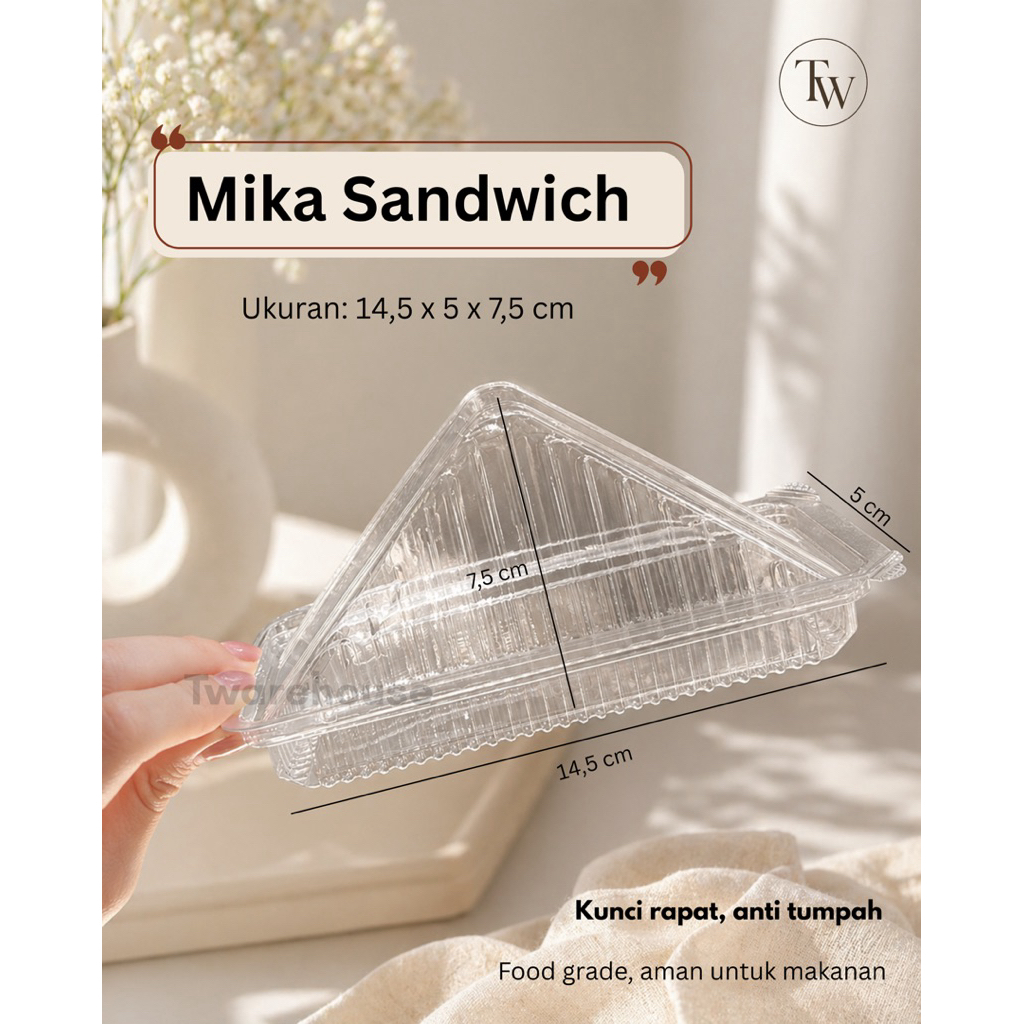 [isi 10 pcs] Mika sandwich segitiga || Tray mika sandwich berkualitas