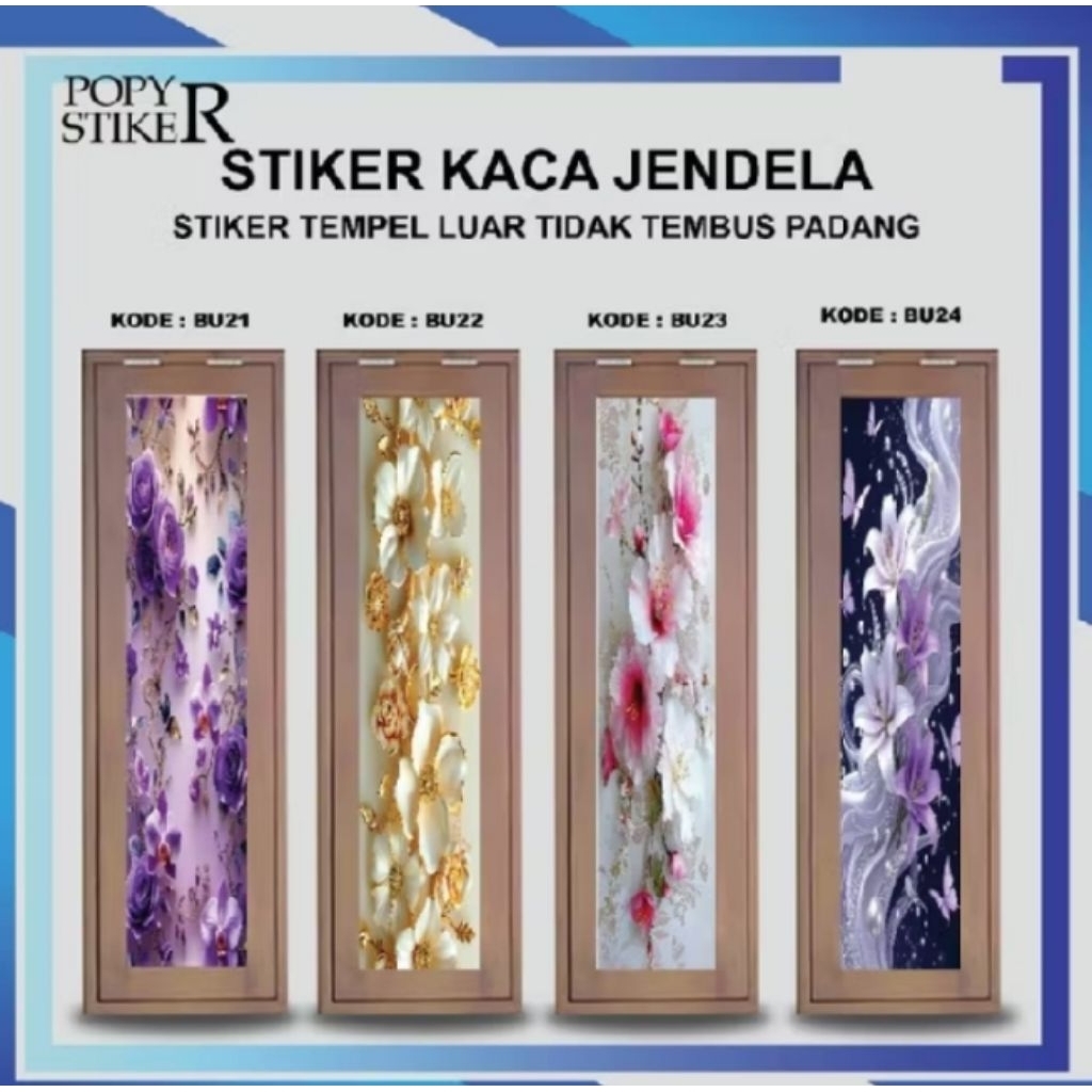 STIKER JENDELA KACA MOTIF BUNGA