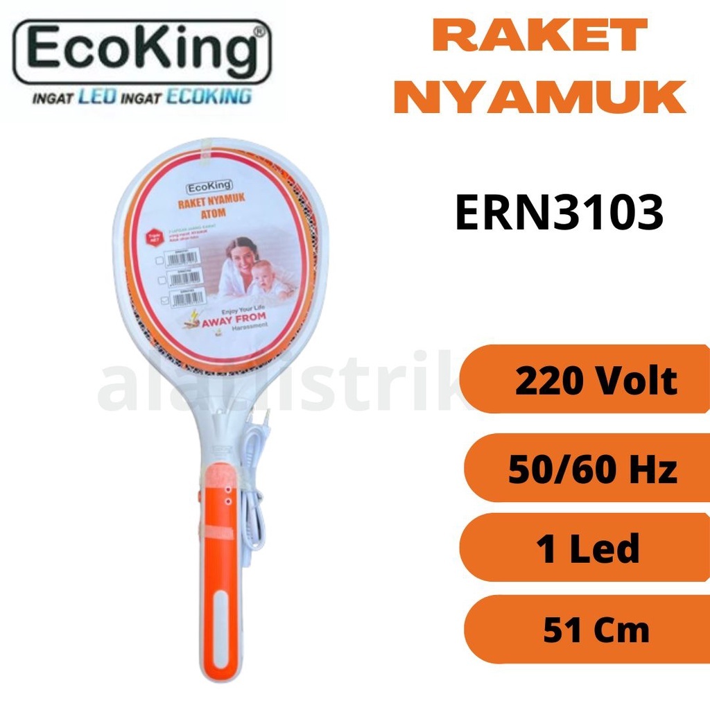 RAKET NYAMUK CAS / RAKET NYAMUK ATOM/RAKET NYAMUK ERN 3101 ATOM ECOKING / RAKET NYAMUK ECOKING ATON 