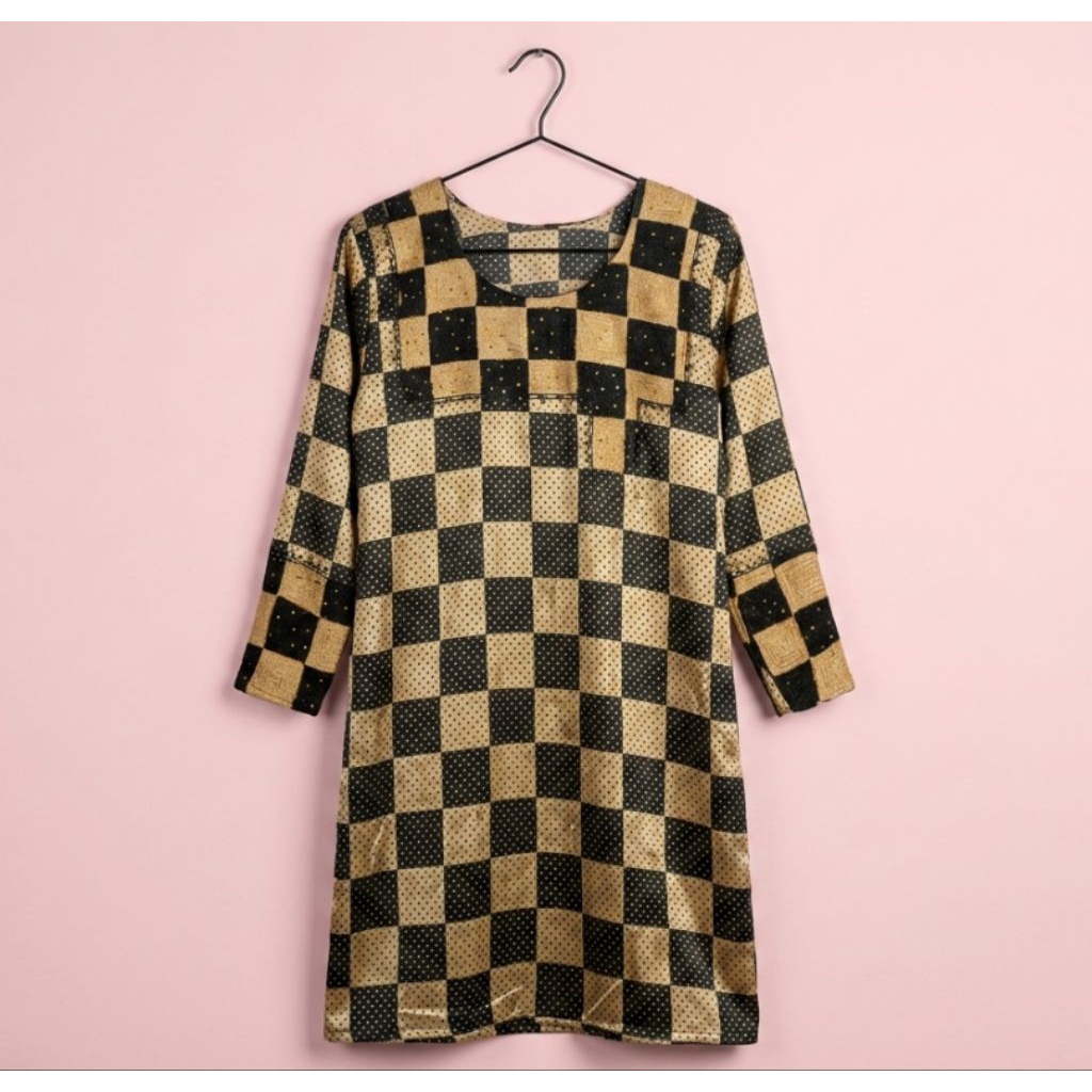 MIDI DRESS KOTAK KOTAK BAJU WANITA