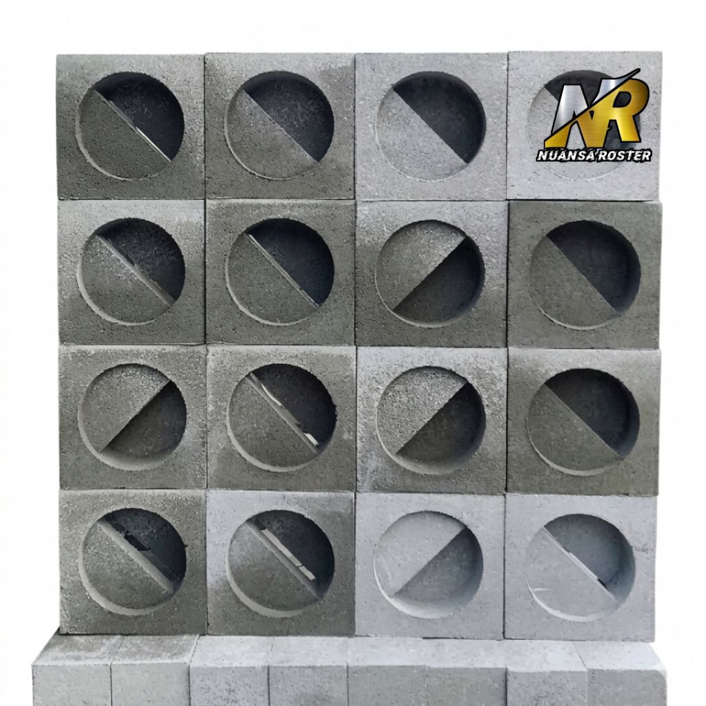 Roster beton minimalis, roster lubang angin anti tampias