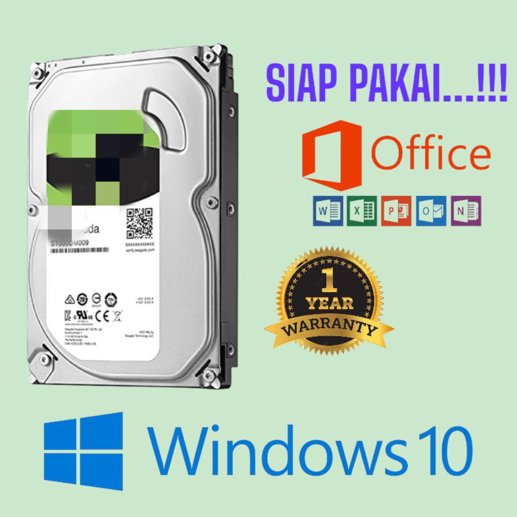 HARDISK PC 500GB ISI WINDOWS 10 PRO SIAP PAKAI