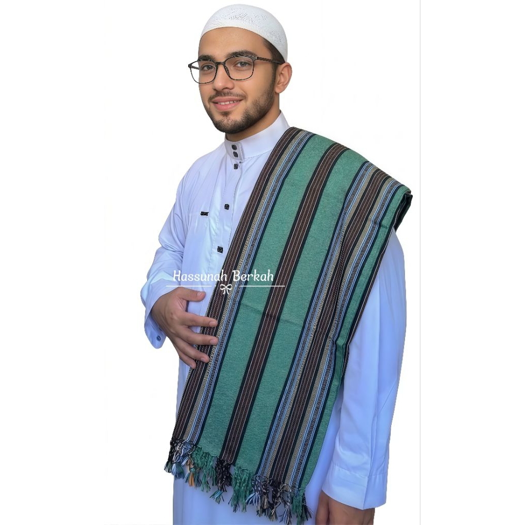 Sorban Yamani Asli Import - Rida Hadramaut Salur Jumbo 110x204cm - Tebal & Adem