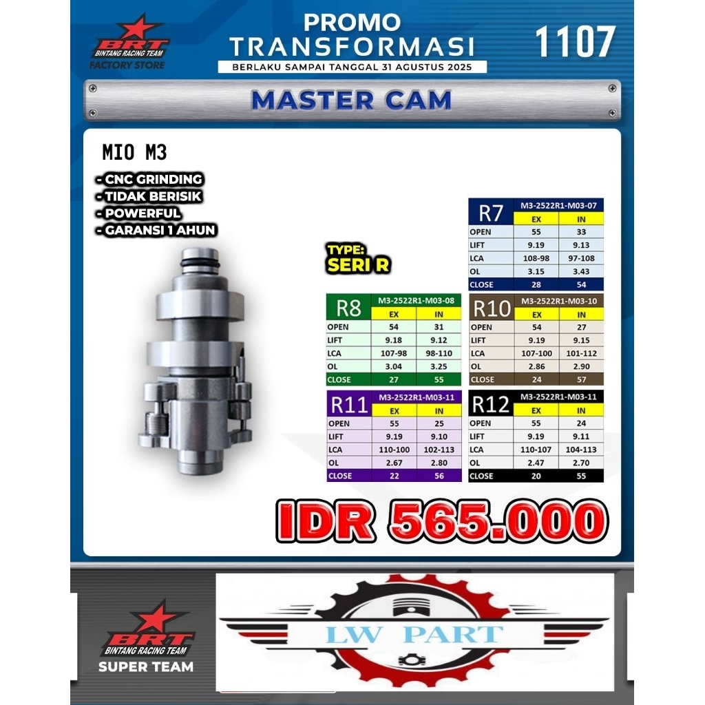 NOKEN AS/MASTER CAM BRT MIO M3 / FINO 125 / SOUL GT 125 BRT