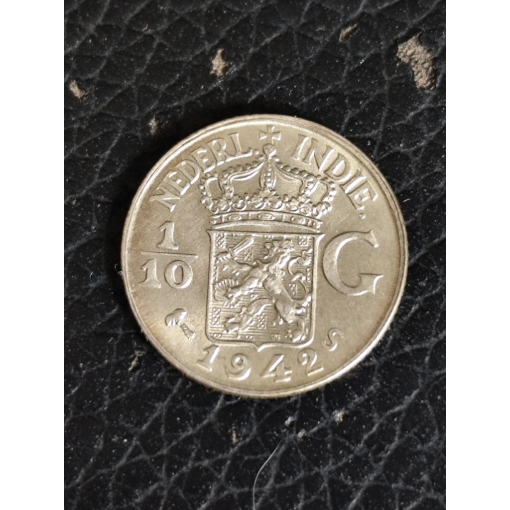 koin perak kuno 1/10 gulden 1942 S