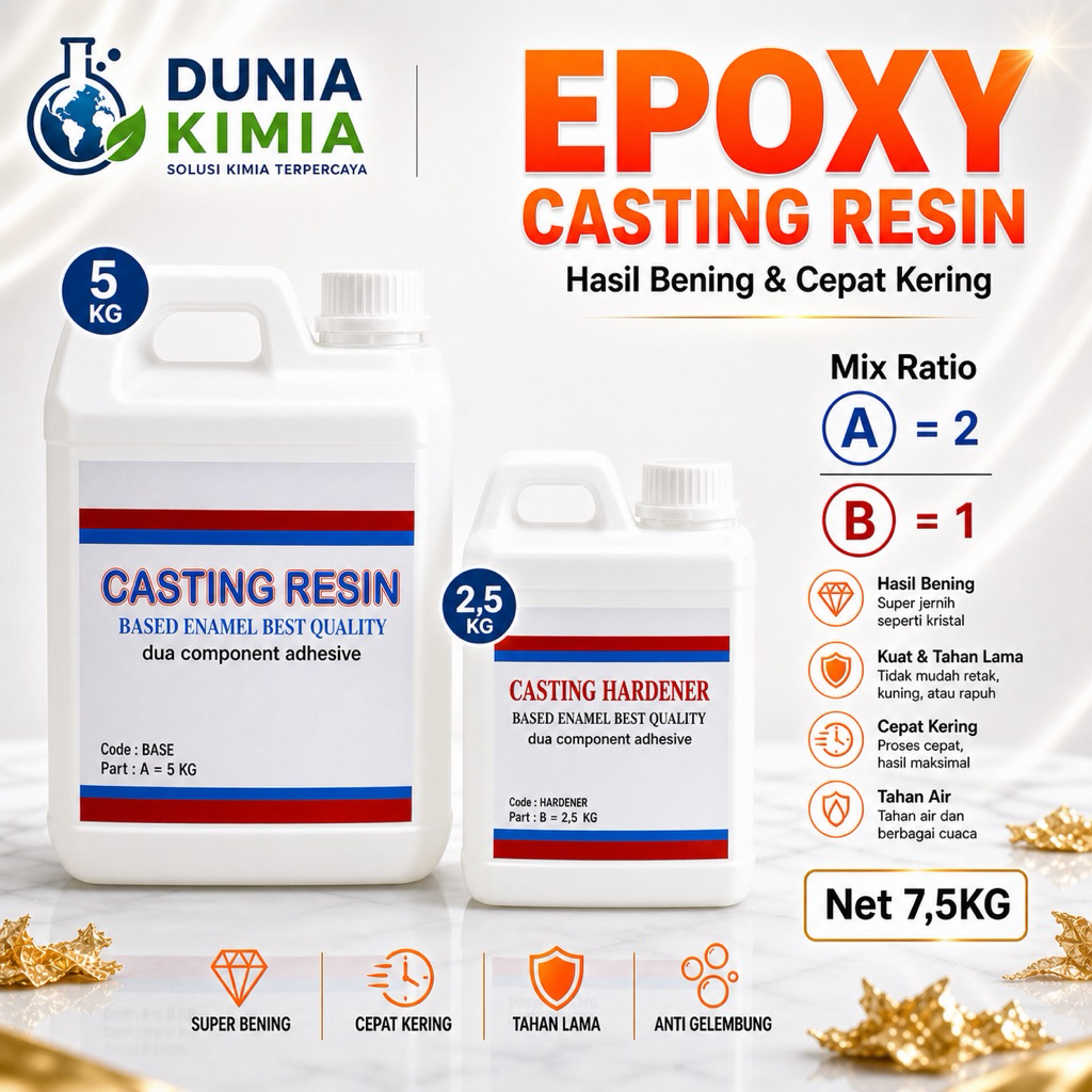 Epoxy Resin Bening - 7.5KG - Resin Table Top - Casting Resin - Lycal 1011 - Resin Meja Kayu