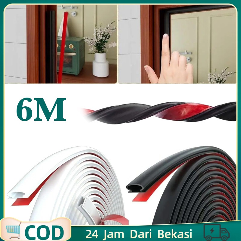 6m Lis Seal Pintu Kayu Strip Kedap Suara Penahan Angin Debu Anti Benturan Strip Seal Jendela Geser L