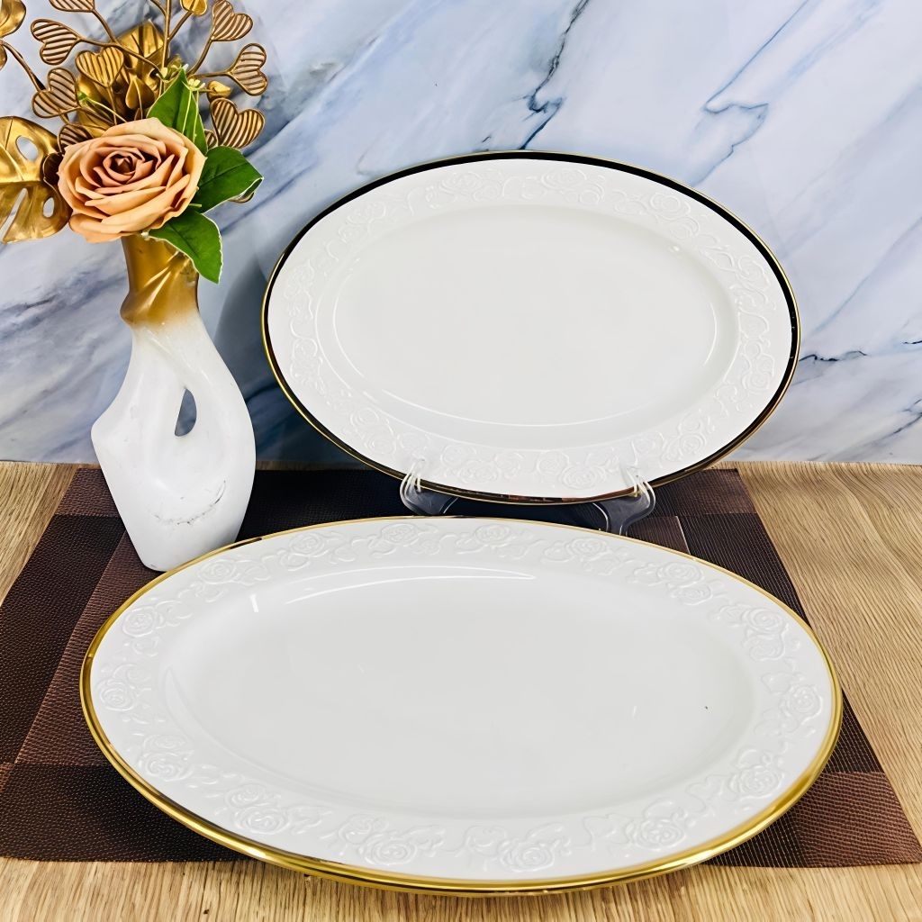 Piring Oval / Piring Lauk Keramik Fiorenza Set 2pcs ( LGM02 )