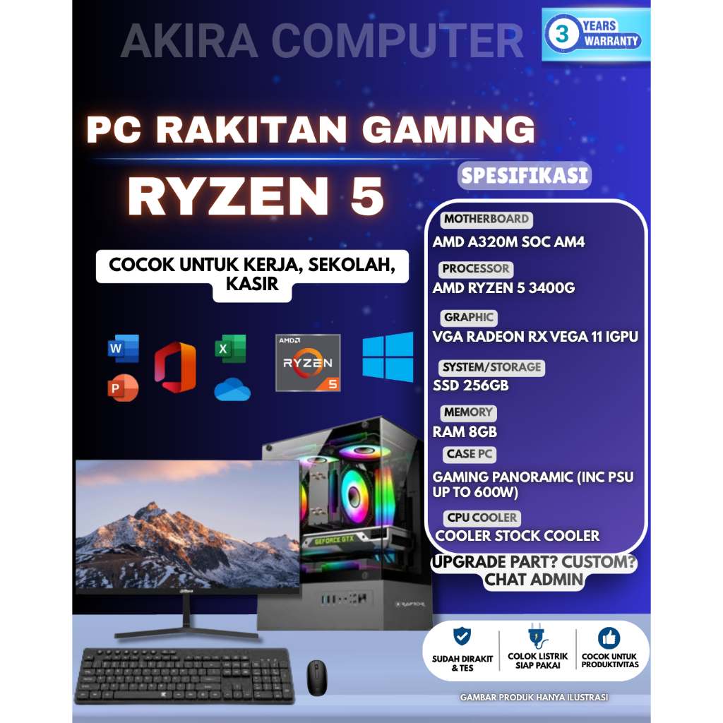 PC Rakitan gaming design AMD ryzen 3 ryzen 5 Paket Lengkap CPU
