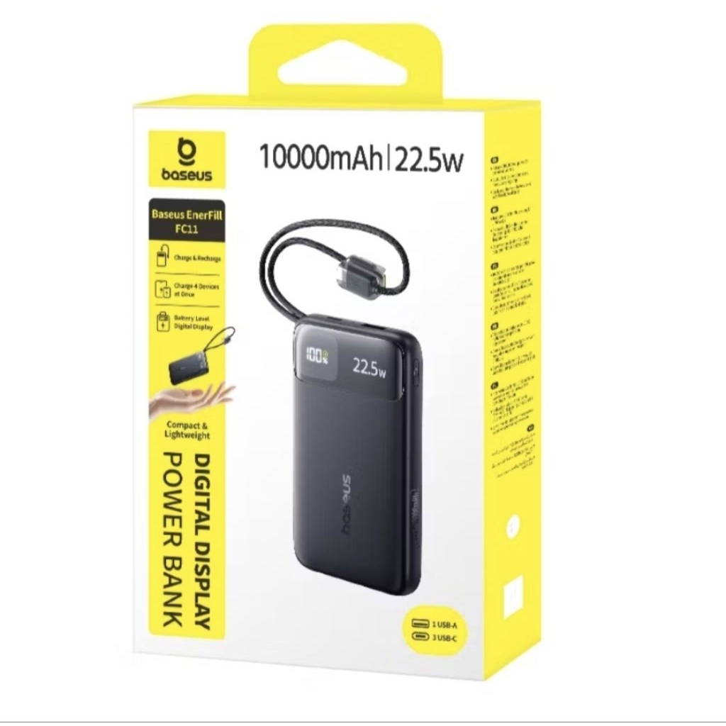 Baseus EnerFill FC11 10000mAh 22.5W Fast Charging Power Bank dengan Garansi Supplier 24 Bulan
