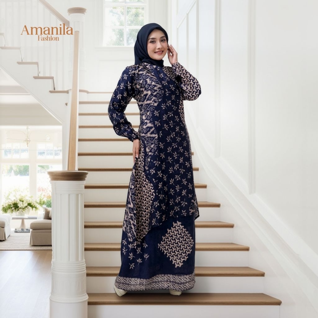 (COD)ZAHWA-set batik dobby sutra  VISCOSE super premium/batik sutra wanita casual,elegant&super mewa