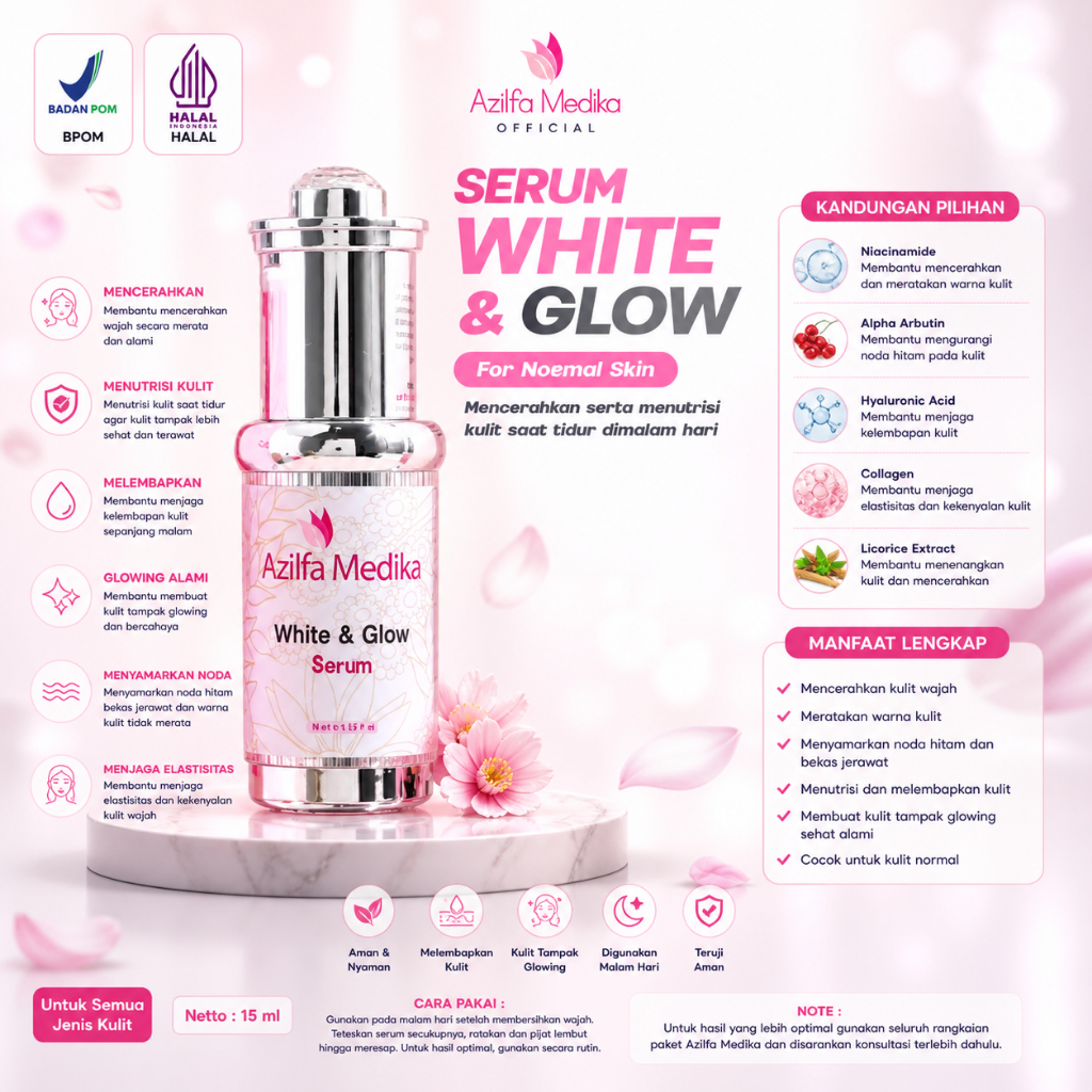 Azilfa Serum White & Glow wajah BPOM membantu mencerahkan wajah meratakan warna kulit menyamarkan no