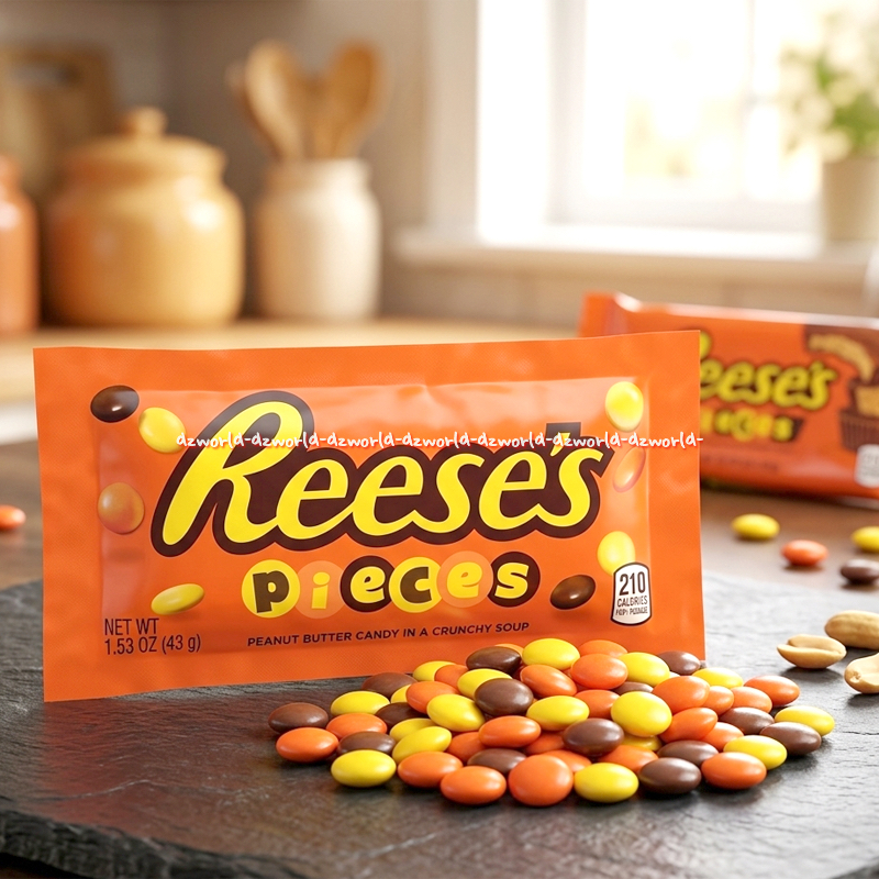 Reese's Pieces 43gr Peanut Butter Candy Coklat Kacang Bentuk Bulat Reeses Reese Dairy Chocolate Perm