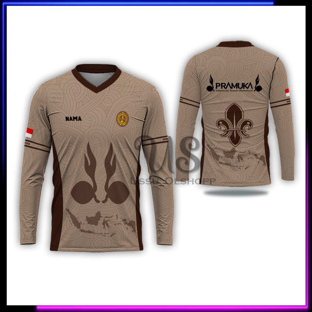 Baju Pria Pramuka Lengan Panjang | Kaos Jersey Pramuka Pembina Custom Nama