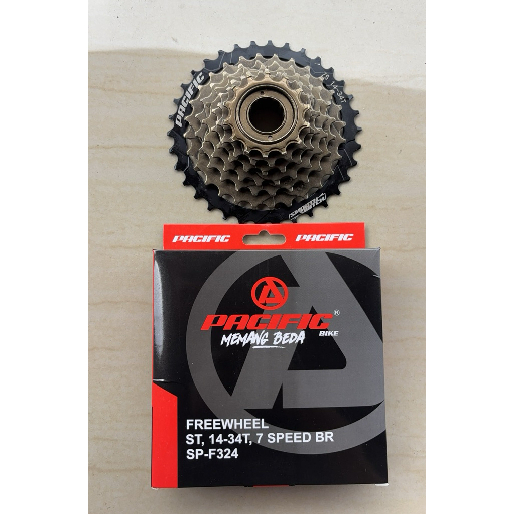 Sprocket  gear freewheel gir 7 speed megarange pacific model drat ulir sepeda lipat minion federal m