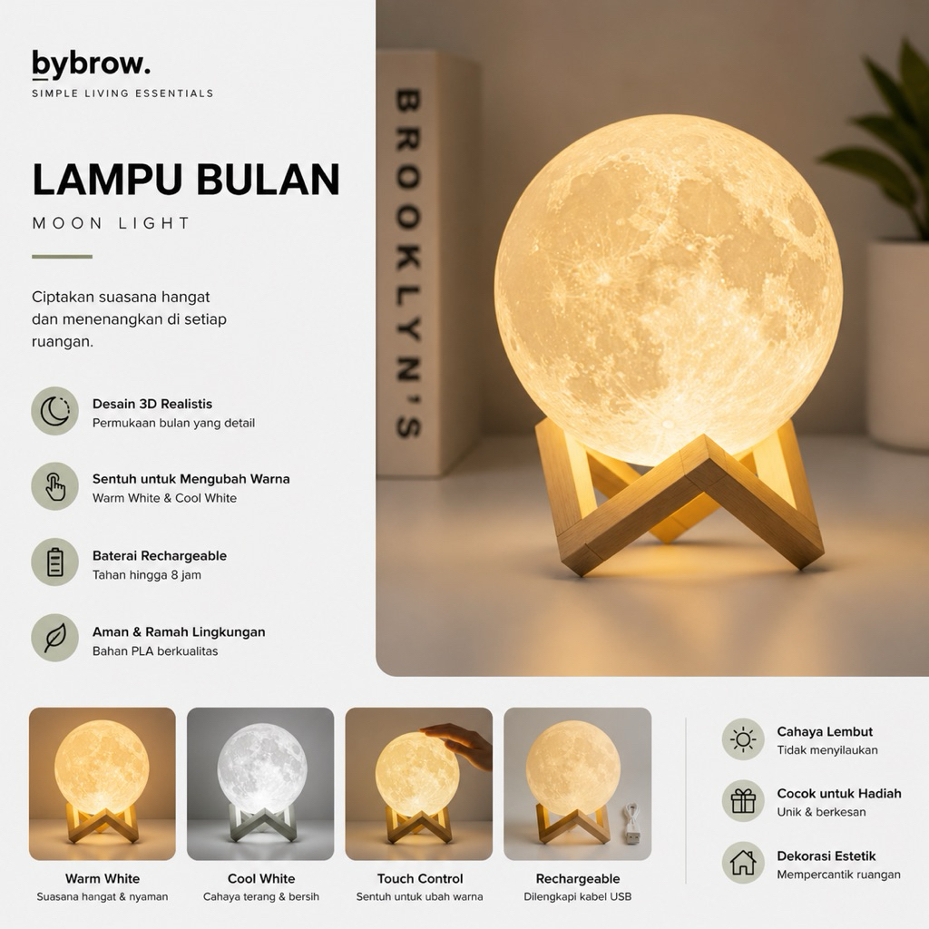 Lampu Tidur Moon Light|Lampu Tidur| Warm white 3w