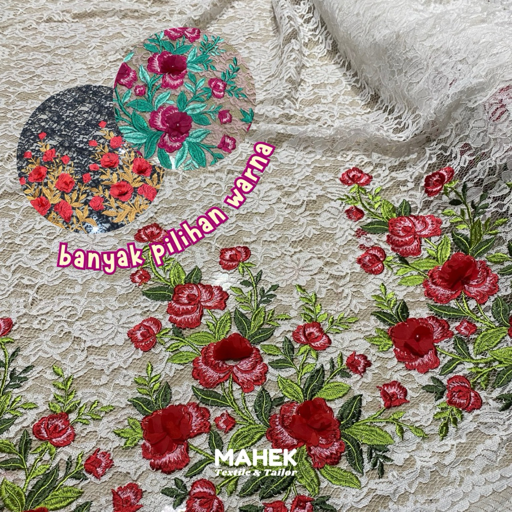 Kain Brokat Bunga Timbul / Brokat 3D / Brokat Garden Timbul / Brokat Cord Lembut / Brokat Kebaya Nag